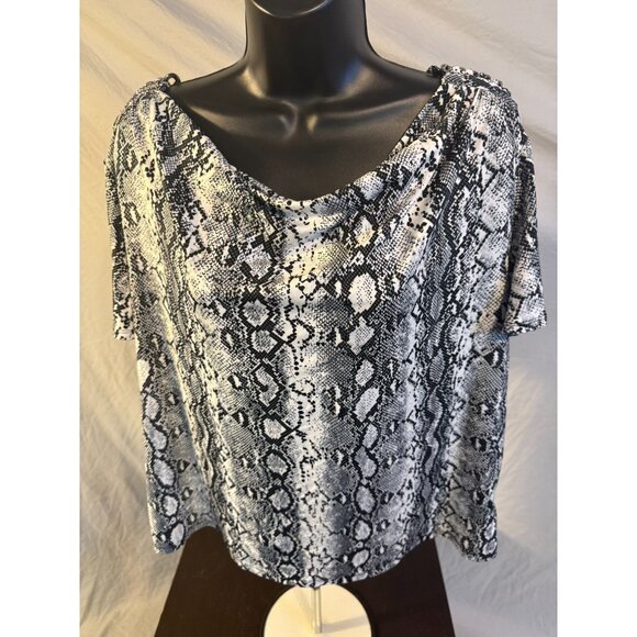 Notations Womens Plus Size 1X Animal Print Blouse Top Shirt Snakeskin Metal - Picture 1 of 3